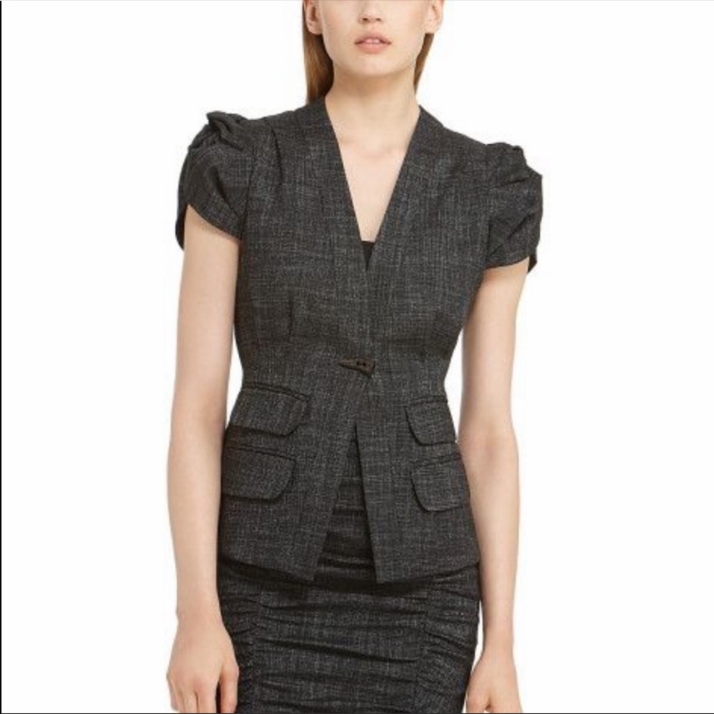 NANETTE LEPORE Black Agent Q Cap Sleeve Blazer 4
